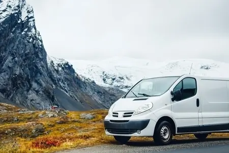 van in mountains